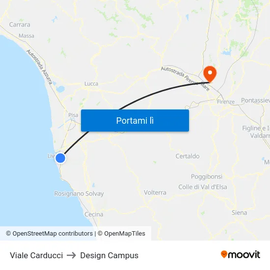 Viale Carducci to Design Campus map