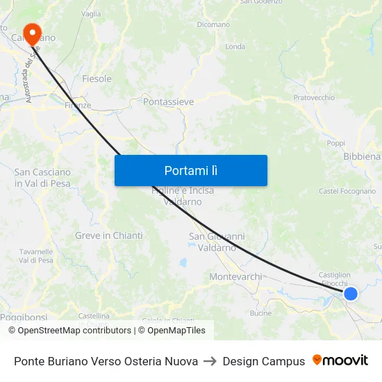 Ponte Buriano Verso Osteria Nuova to Design Campus map