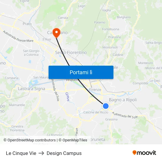 Le Cinque Vie to Design Campus map