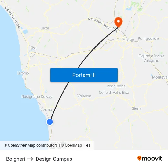 Bolgheri to Design Campus map