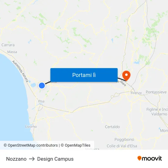 Nozzano to Design Campus map