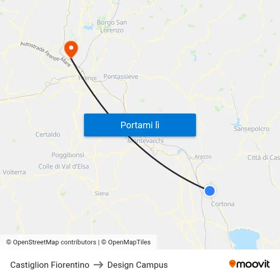 Castiglion Fiorentino to Design Campus map