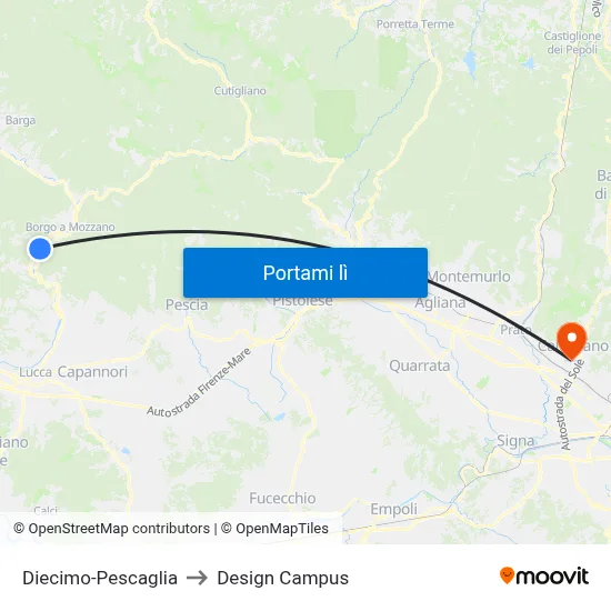 Diecimo-Pescaglia to Design Campus map
