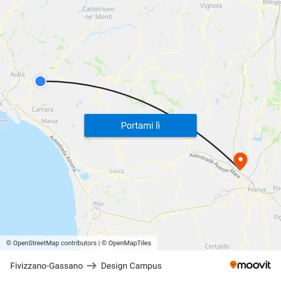 Fivizzano-Gassano to Design Campus map
