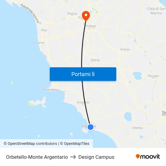 Orbetello-Monte Argentario to Design Campus map