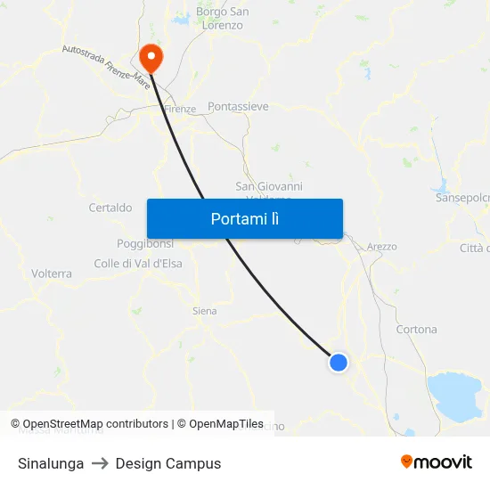 Sinalunga to Design Campus map