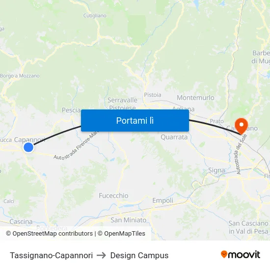 Tassignano-Capannori to Design Campus map