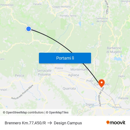 Brennero Km.77,450/R to Design Campus map