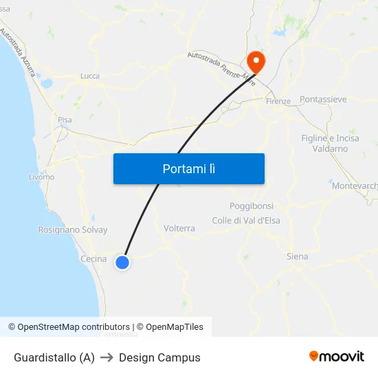 Guardistallo (A) to Design Campus map