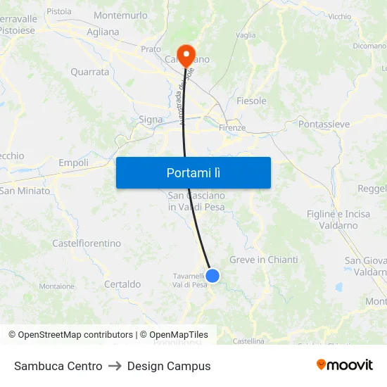 Sambuca Centro to Design Campus map