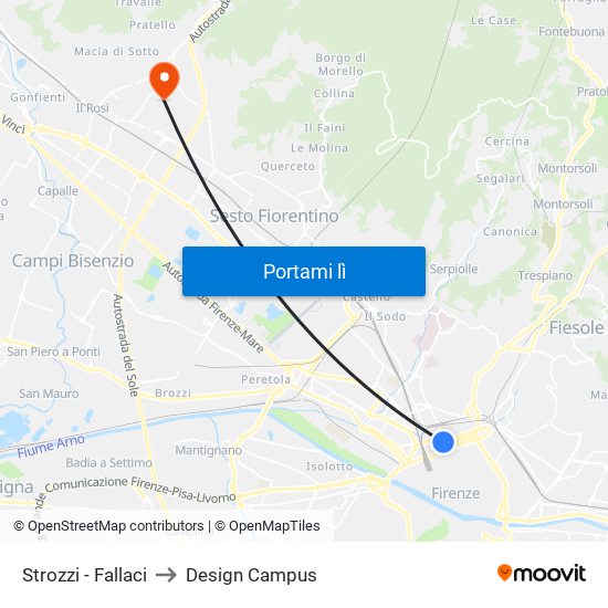 Strozzi - Fallaci to Design Campus map