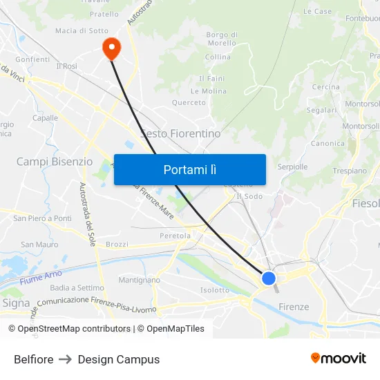 Belfiore to Design Campus map