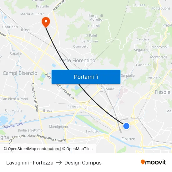 Lavagnini - Fortezza to Design Campus map