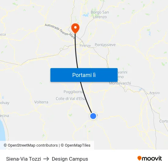 Siena-Via Tozzi to Design Campus map