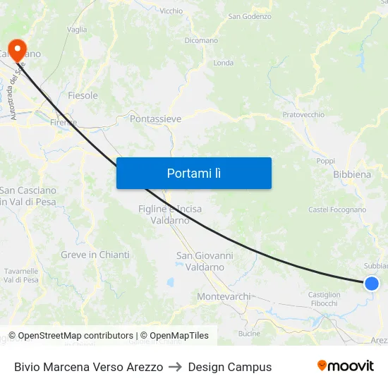 Bivio Marcena Verso Arezzo to Design Campus map