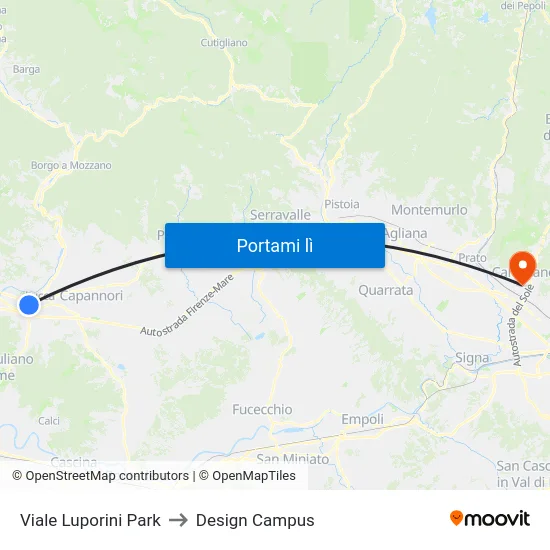 Viale Luporini Park to Design Campus map