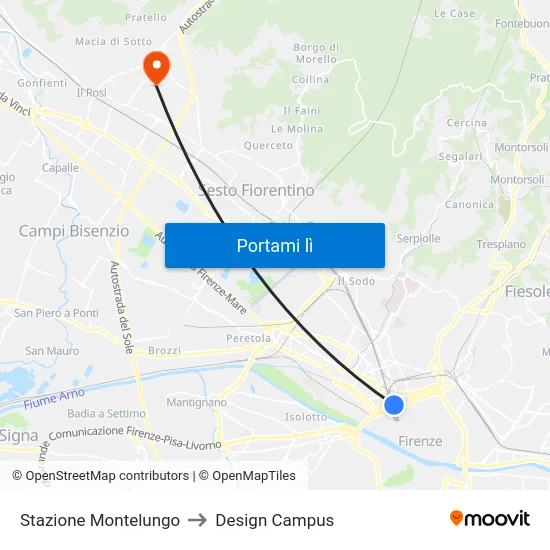 Stazione Montelungo to Design Campus map