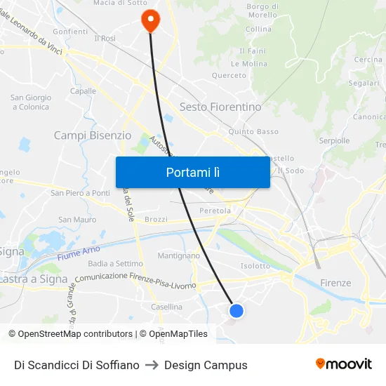 Di Scandicci Di Soffiano to Design Campus map