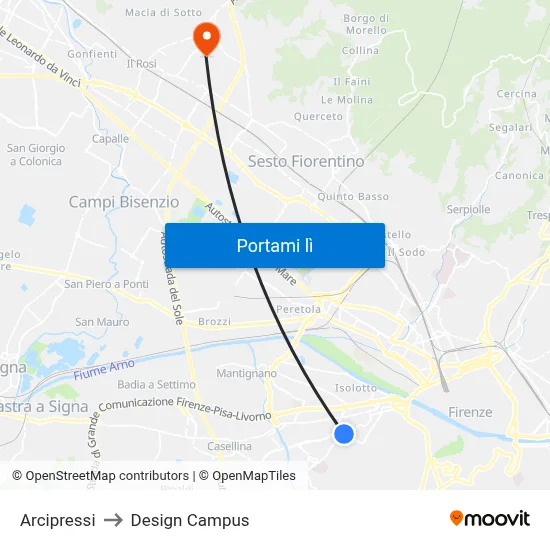 Arcipressi to Design Campus map