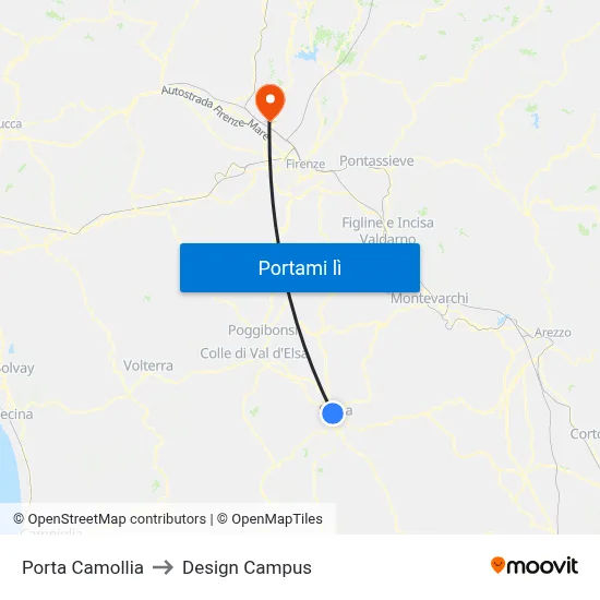 Porta Camollia to Design Campus map