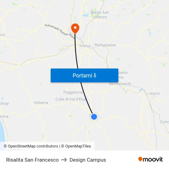 Risalita San Francesco to Design Campus map