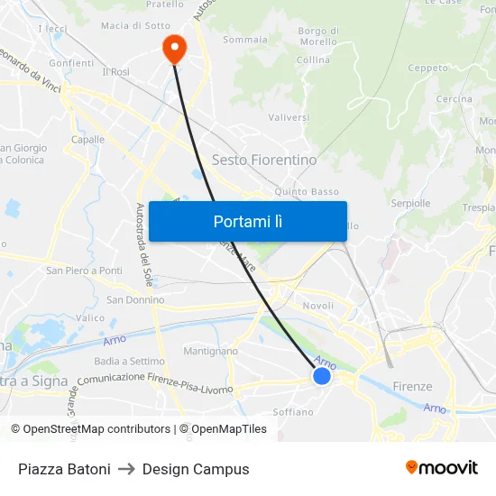 Piazza Batoni to Design Campus map