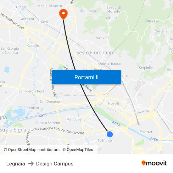 Legnaia to Design Campus map