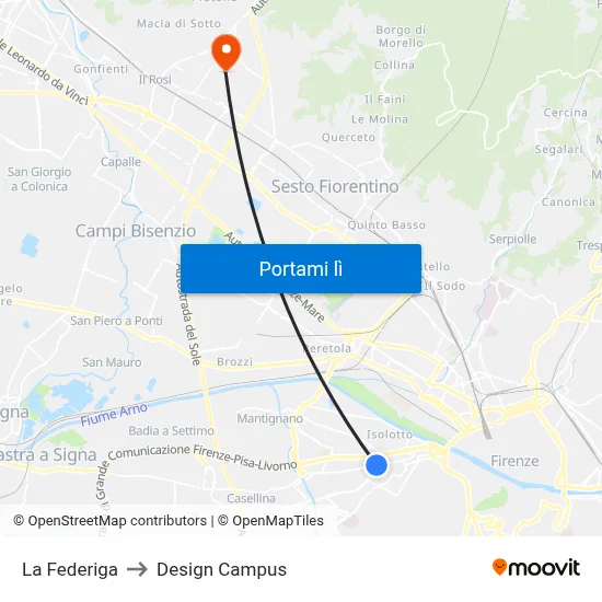 La Federiga to Design Campus map