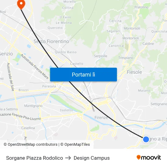 Sorgane Piazza Rodolico to Design Campus map