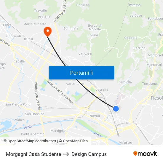 Morgagni Casa Studente to Design Campus map