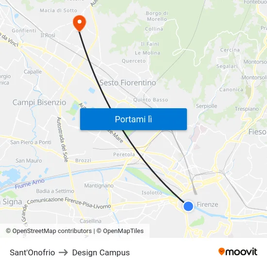 Sant'Onofrio to Design Campus map