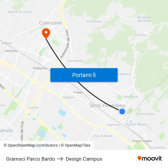 Gramsci Parco Bardo to Design Campus map