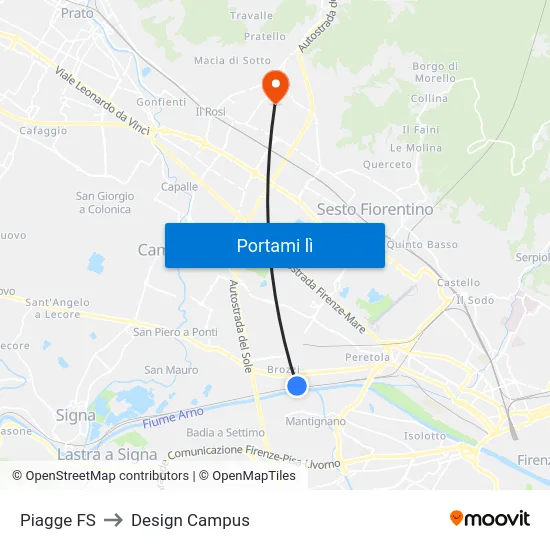 Piagge FS to Design Campus map