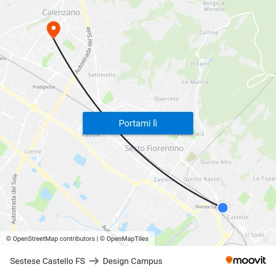 Sestese Castello FS to Design Campus map