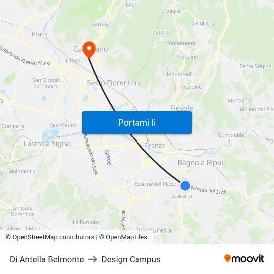 Di Antella Belmonte to Design Campus map