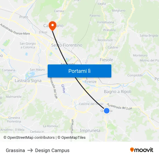 Grassina to Design Campus map