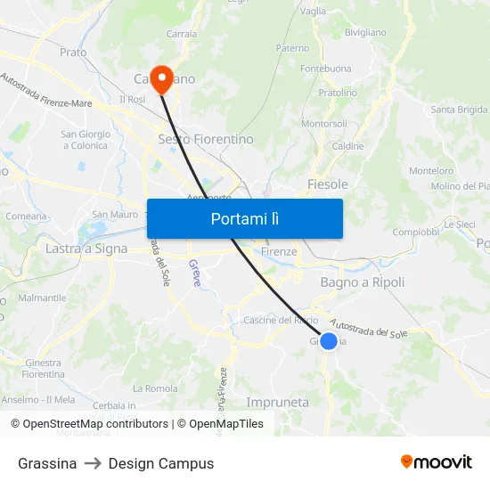 Grassina to Design Campus map