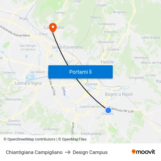 Chiantigiana Campigliano to Design Campus map