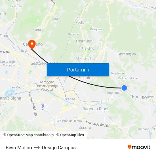 Bivio Molino to Design Campus map