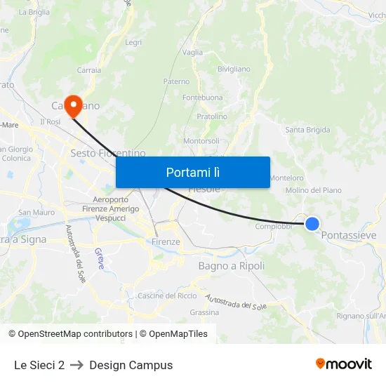 Le Sieci 2 to Design Campus map