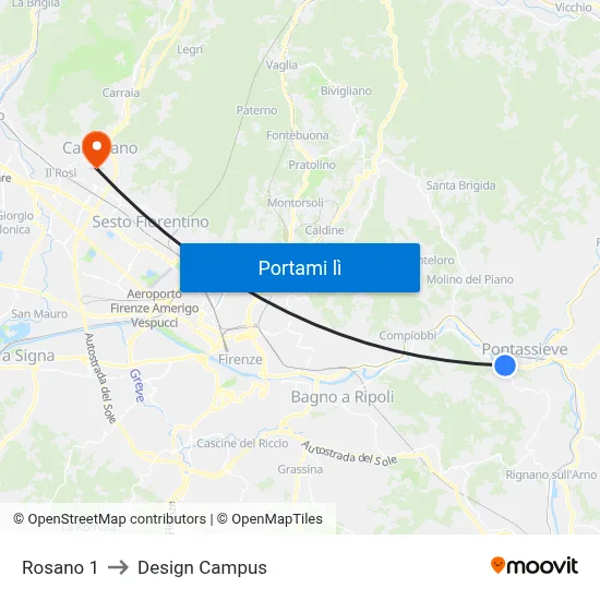Rosano 1 to Design Campus map