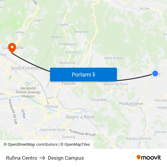 Rufina Centro to Design Campus map