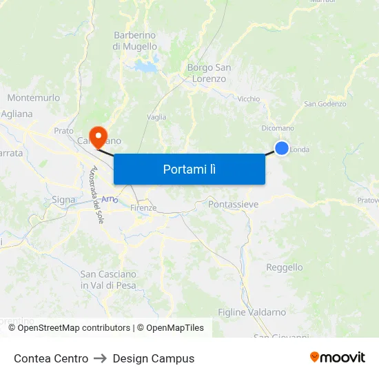 Contea Centro to Design Campus map