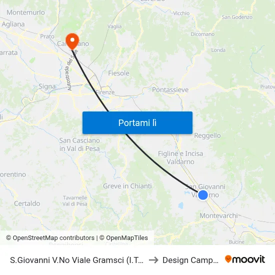 S.Giovanni V.No Viale Gramsci (I.T.I.) to Design Campus map