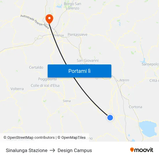 Sinalunga Stazione to Design Campus map