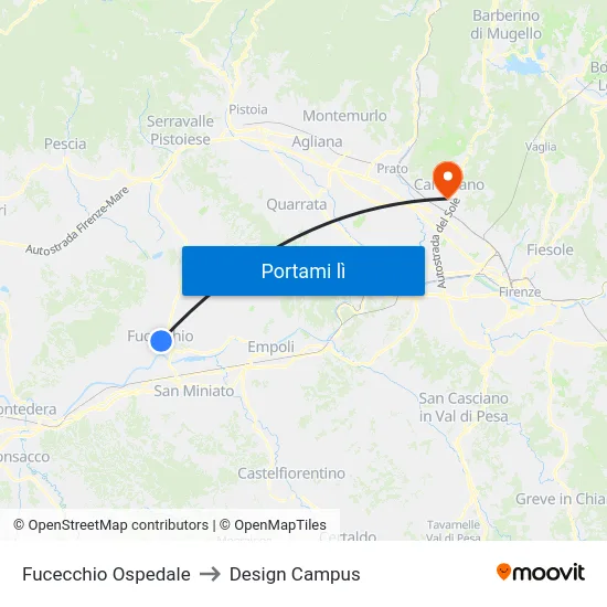 Fucecchio Ospedale to Design Campus map