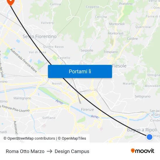 Roma Otto Marzo to Design Campus map