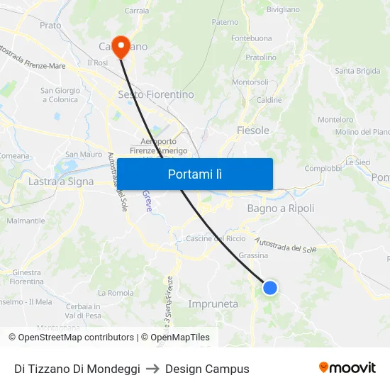 Di Tizzano Di Mondeggi to Design Campus map