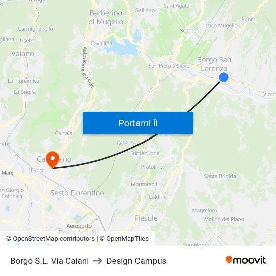 Borgo S.L. Via Caiani to Design Campus map