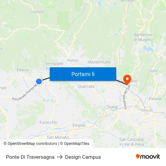 Ponte Di Traversagna to Design Campus map